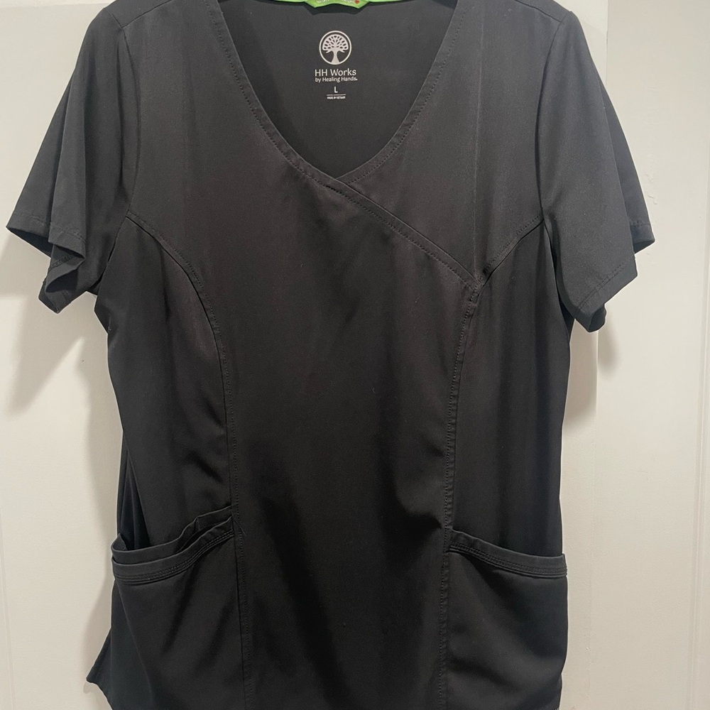 Healing hands black scrub set with black scrub jacket